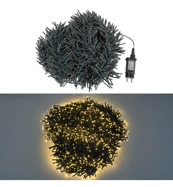 Catena Luminosa Cluster 2400 Microled Bianco Naturale Cavo verde 24 metri