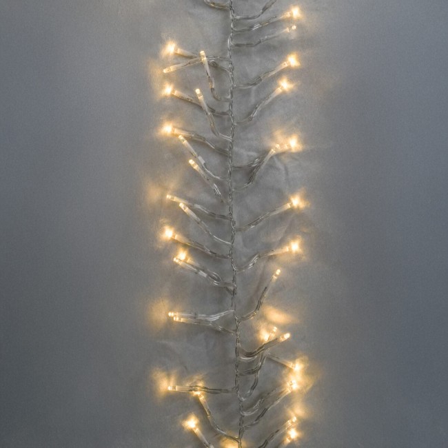 Catena Luminosa Cluster con 2400 Microled Bianco Naturale – Cavo Trasparente 24 metri