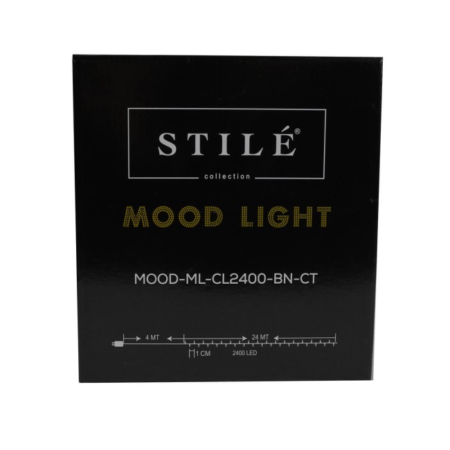 Catena Luminosa Cluster con 2400 Microled Bianco Naturale – Cavo Trasparente 24 metri