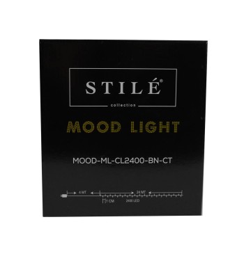 Catena Luminosa Cluster con 2400 Microled Bianco Naturale – Cavo Trasparente 24 metri