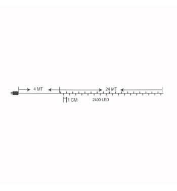 Catena Luminosa Cluster con 2400 Microled Bianco Naturale – Cavo Trasparente 24 metri