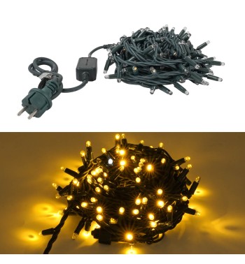 Catena Luminosa Professionale 135 Led Bianco Naturale + 15 Flash| Cavo Verde 10 Metri Connettibile| Uso Esterno IP67