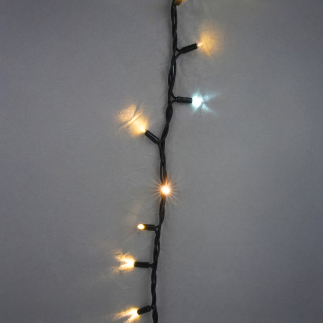 Catena Luminosa Professionale 135 Led Bianco Naturale + 15 Flash| Cavo Verde 10 Metri Connettibile| Uso Esterno IP67