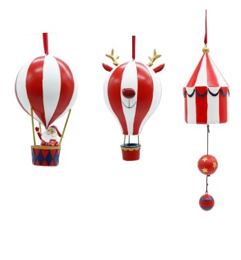 Mongolfiere Natalizie Sospese in Resina Set da 3