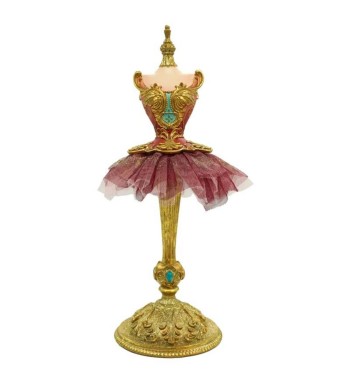 Abito da Ballerina su Manichino Rosa e Oro in Resina H.37 cm