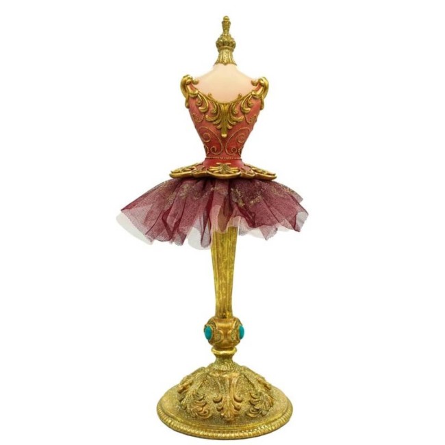Abito da Ballerina su Manichino Rosa e Oro in Resina H.37 cm