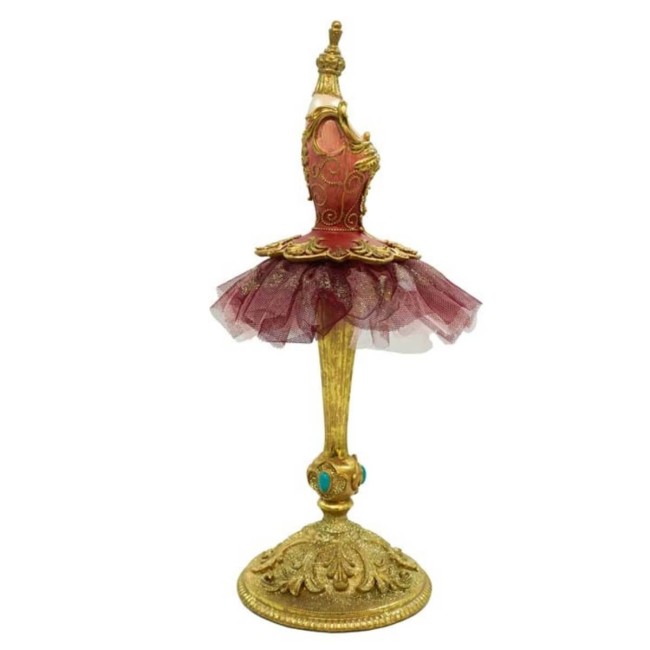 Abito da Ballerina su Manichino Rosa e Oro in Resina H.37 cm