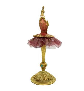 Abito da Ballerina su Manichino Rosa e Oro in Resina H.37 cm