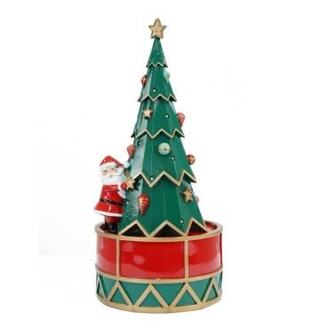 Carillon Alberello Natalizio in Resina Rosso e Verde H.33,5 cm