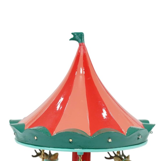 Carillon Natalizio con Renne Rosso e Verde in Resina H.26 cm