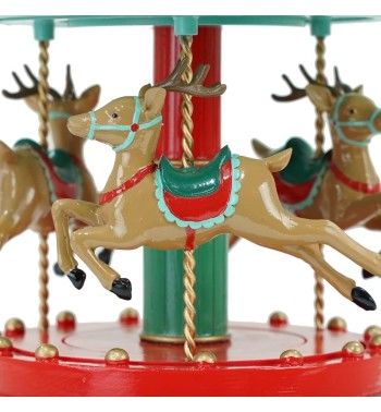 Carillon Natalizio con Renne Rosso e Verde in Resina H.26 cm