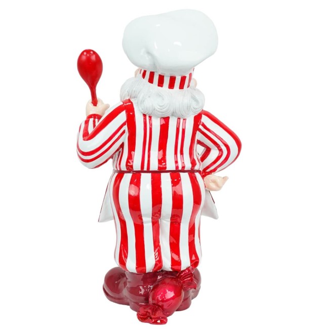 Babbo Natale Cuoco Bianco e Rosso in Resina H.47 cm