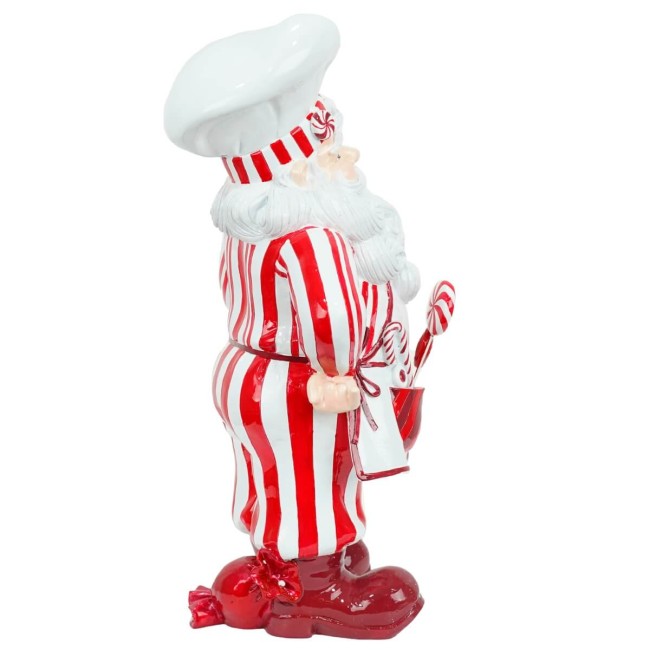 Babbo Natale Cuoco Bianco e Rosso in Resina H.47 cm