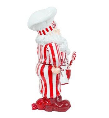 Babbo Natale Cuoco Bianco e Rosso in Resina H.47 cm