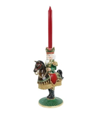 Candelabro Natalizio Schiaccianoci a Cavallo in Resina H.33,4 cm