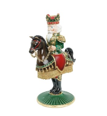 Candelabro Natalizio Schiaccianoci a Cavallo in Resina H.33,4 cm