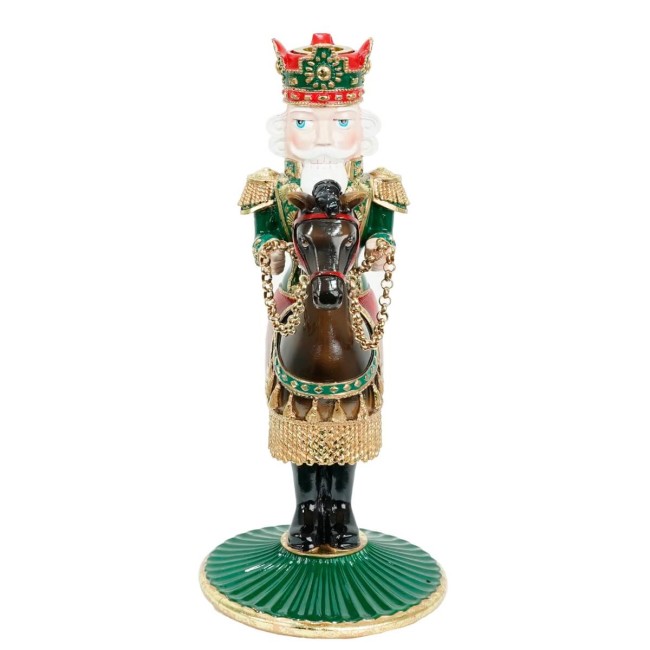 Candelabro Natalizio Schiaccianoci a Cavallo in Resina H.33,4 cm