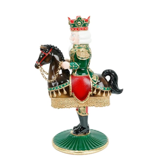 Candelabro Natalizio Schiaccianoci a Cavallo in Resina H.33,4 cm