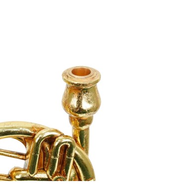 Candelabro Natalizio Corno Francese in Resina Oro H.29,5 cm