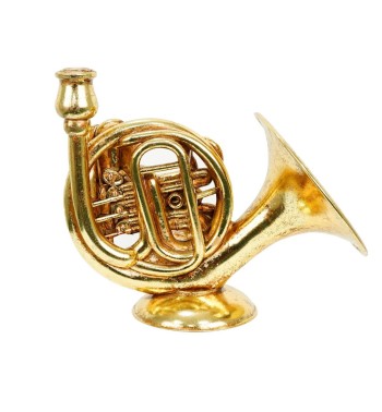 Candelabro Natalizio Corno Francese in Resina Oro H.29,5 cm