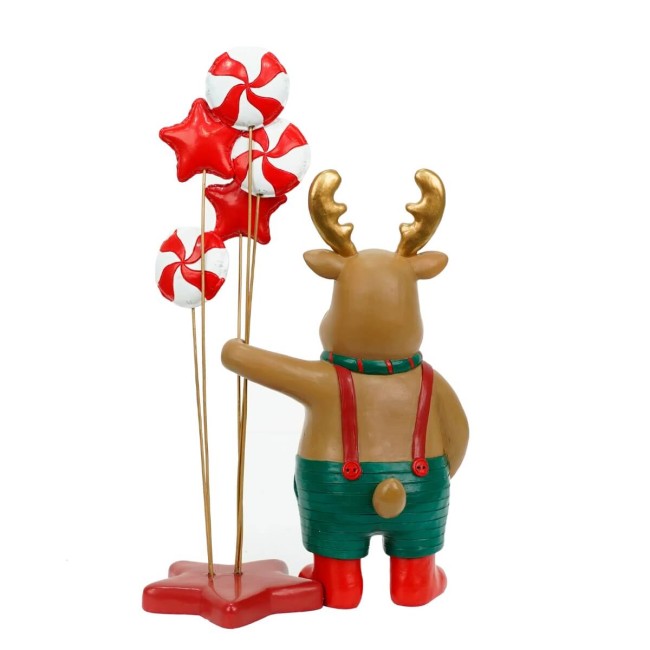 Renna Natalizia con Palloncini in Resina H.19 cm