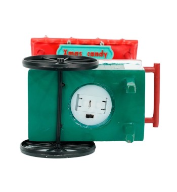 Babbo Natale con Carrettino dei Dolci con Led in Resina H.21,5 cm