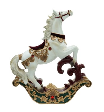 Cavallo Rampante Natalizio Bianco in Resina 2 Misure