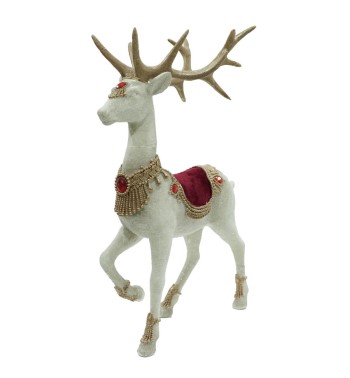 Renna Natalizia Bianca in Resina H.39 cm