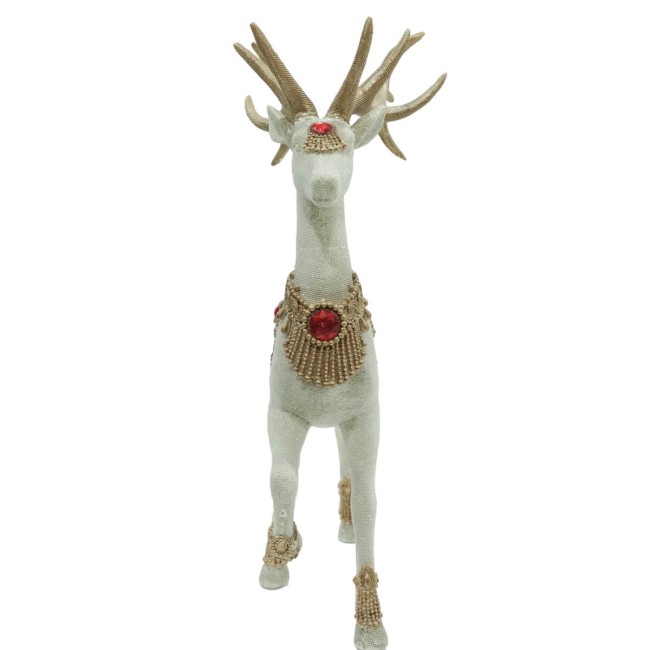 Renna Natalizia Bianca in Resina H.39 cm