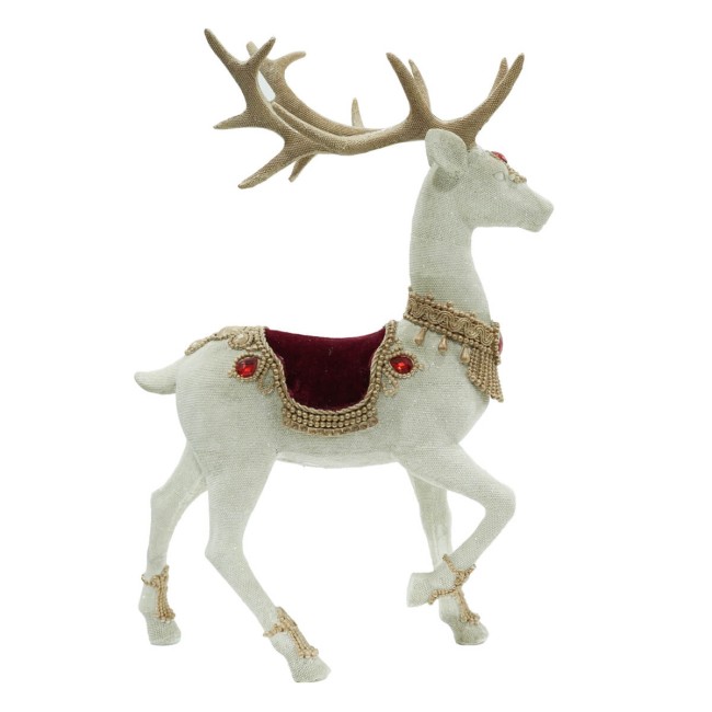 Renna Natalizia Bianca in Resina H.39 cm