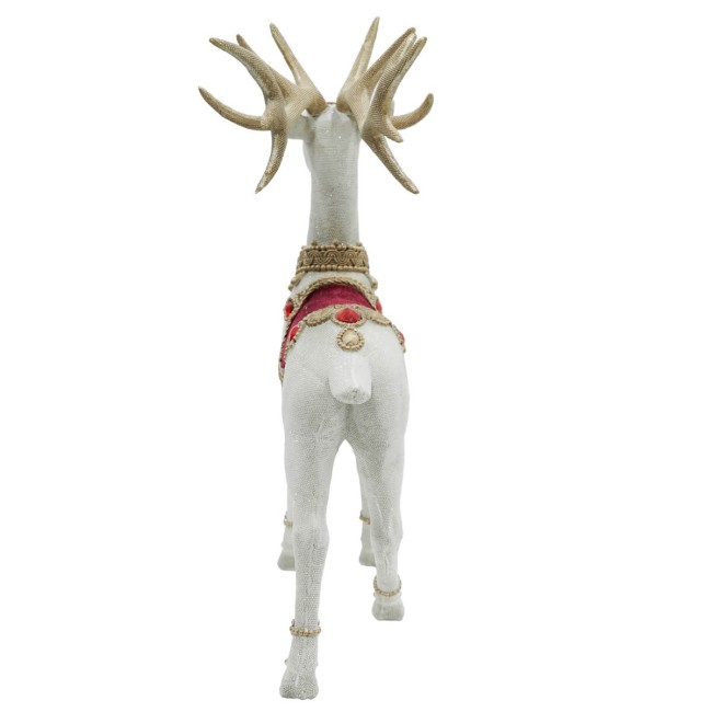 Renna Natalizia Bianca in Resina con Sella Bordeaux H.40,5 cm