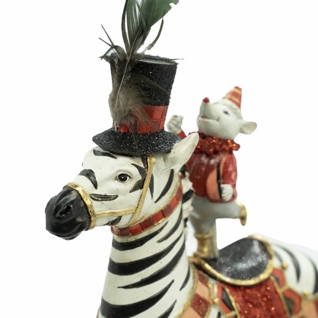 Zebra a Dondolo con Topino in Resina H.29 cm