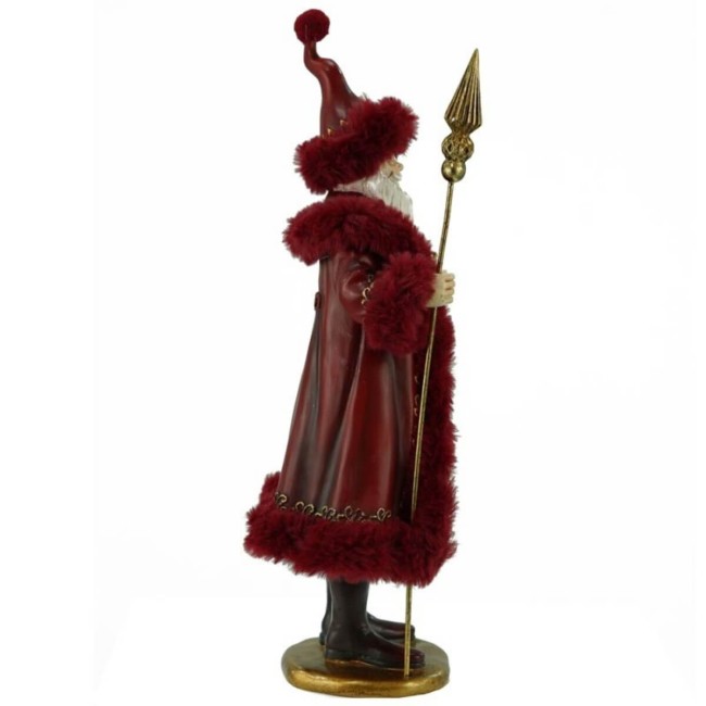 Babbo Natale con Renna Oro in Resina H.38/32 cm Set 2 Pz