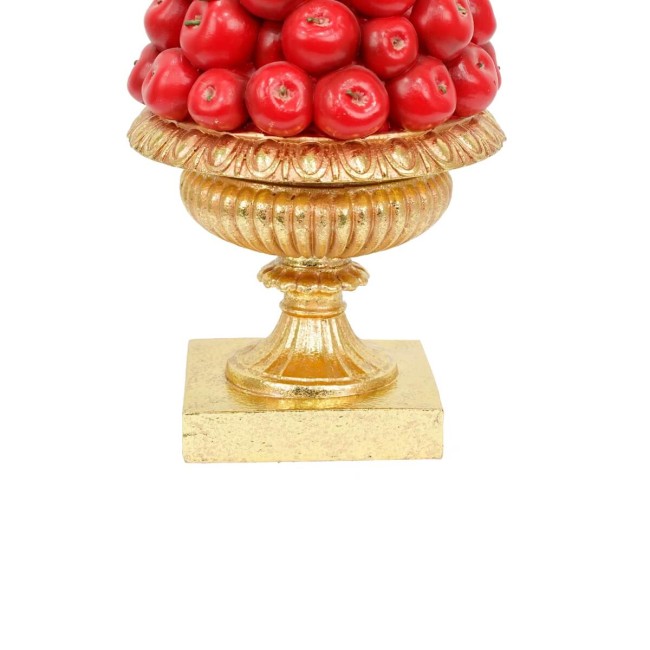 Albero Natalizio di Mele Rosse con Coppa Oro in Resina H.50,8 cm