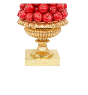 Albero Natalizio di Mele Rosse con Coppa Oro in Resina H.50,8 cm