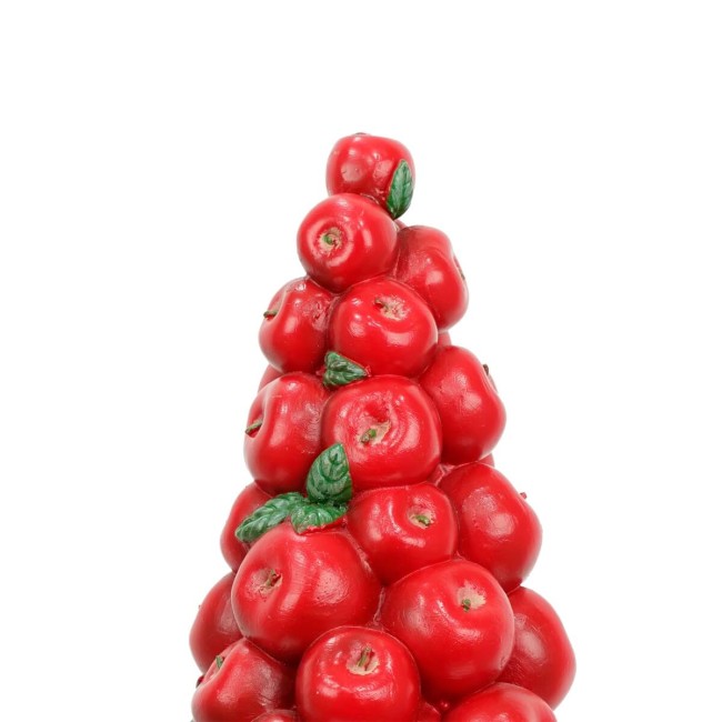 Albero Natalizio di Mele Rosse con Coppa Oro in Resina H.50,8 cm
