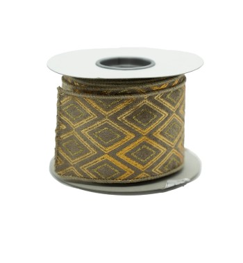 Nastro Natalizio con Decori Oro Disponibile in 2 Colori 6 cm x 4 mt