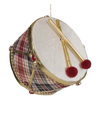 Tamburo Natalizio da Appendere Tartan 2 Misure