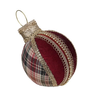 Palla Natalizia da Appoggio con Fantasia Tartan H.21 cm