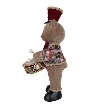 Orsetto Natalizio con Tamburo Fantasia Tartan H.45 cm
