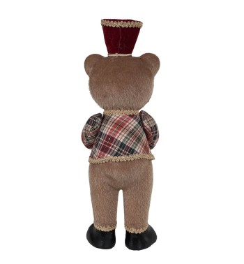 Orsetto Natalizio con Tamburo Fantasia Tartan H.45 cm