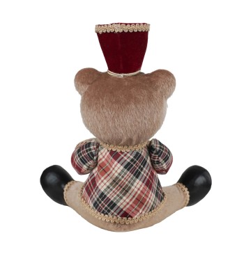 Orsetto Natalizio Seduto con Tamburo e Uniforme Tartan H.33 cm