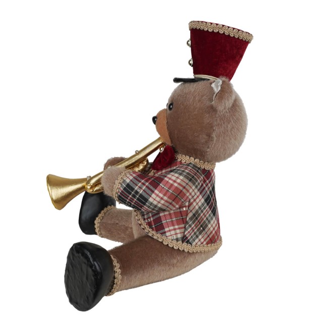 Orsetto Natalizio Seduto con Tromba H.33 cm