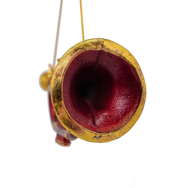 Tromba Natalizia da Appendere Bordeaux e Oro H.26 cm