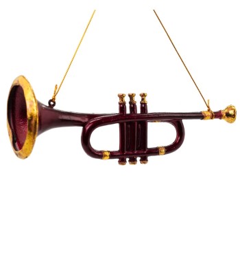 Tromba Natalizia da Appendere Bordeaux e Oro H.26 cm