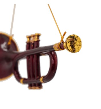 Tromba Natalizia da Appendere Bordeaux e Oro H.26 cm