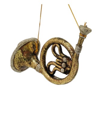 Corno Francese Natalizio da Appendere Oro H.20 cm