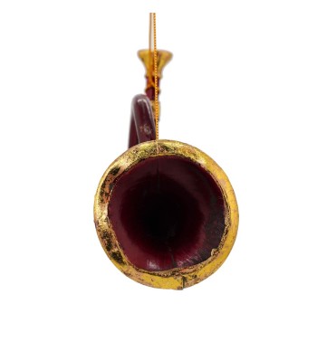Corno Francese Natalizio da Appendere Bordeaux e Oro H.20 cm
