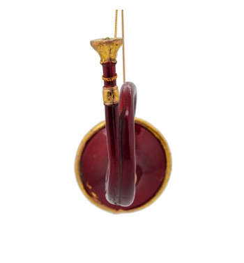 Corno Francese Natalizio da Appendere Bordeaux e Oro H.20 cm