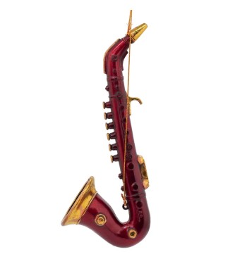 Sassofono Natalizio da Appendere Bordeaux e Oro H.27 cm